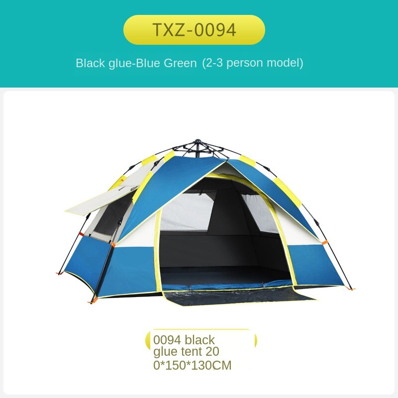 Fully Automatic Tent Outdoor 3-4 People Thick Water Resistant Double Camping Open Country Camping Tent: blue white