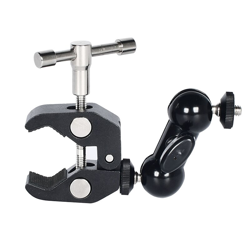 Super 1/4" Threaded Ball Clamp Bracket Double-Ended Bracket Crab Claw Clamp Multi-Function Ball Mounting Bracket Magic Arm