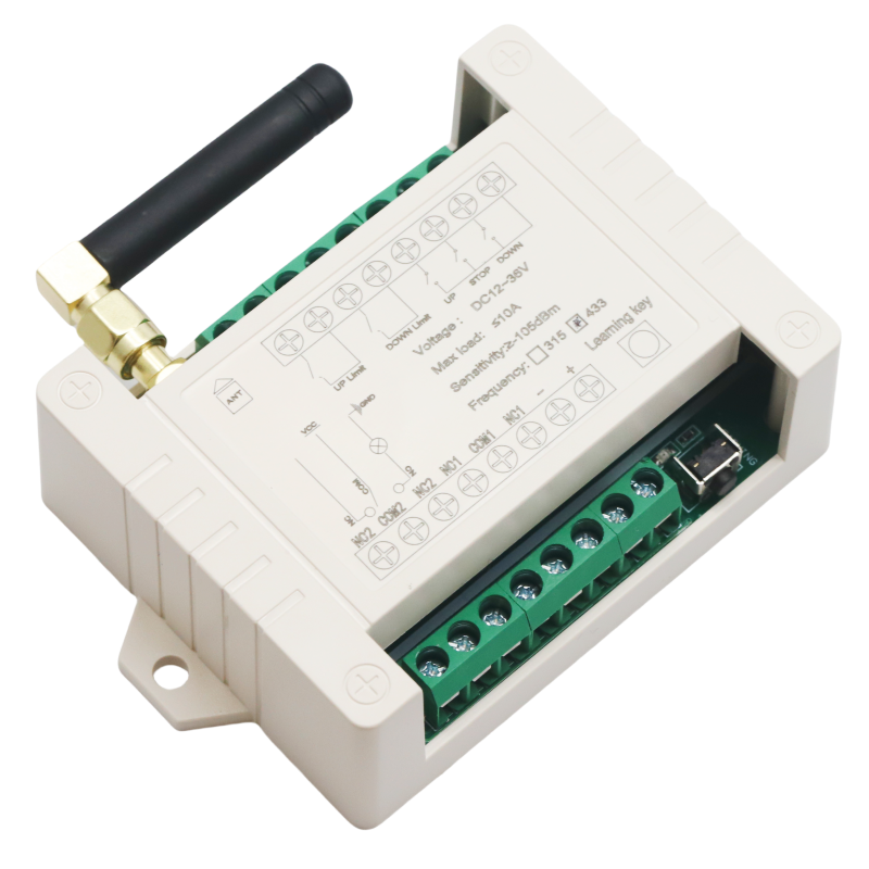 Relay Remote Control Switch, DC12‑36V 433MHz Wireless RF Remote Control, 4 CH Relay Module for Industrial Control
