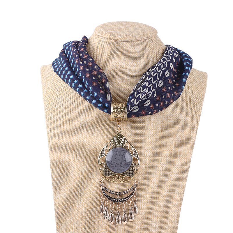 NEUE Anhänger Halsketten Chiffon Schmuck Schal Frau/Damen Jahrgang Lange Quaste Halsband Schal Boho Foulard Weibliche