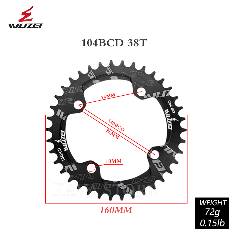 Wuzei 104BCD MTB Kettingblad Smalle Brede 104 BCD Kroon Mountainbike Tandwiel 30 32 34 36 38 40 T Fiets Ster Fiets Kettingwiel: Paars