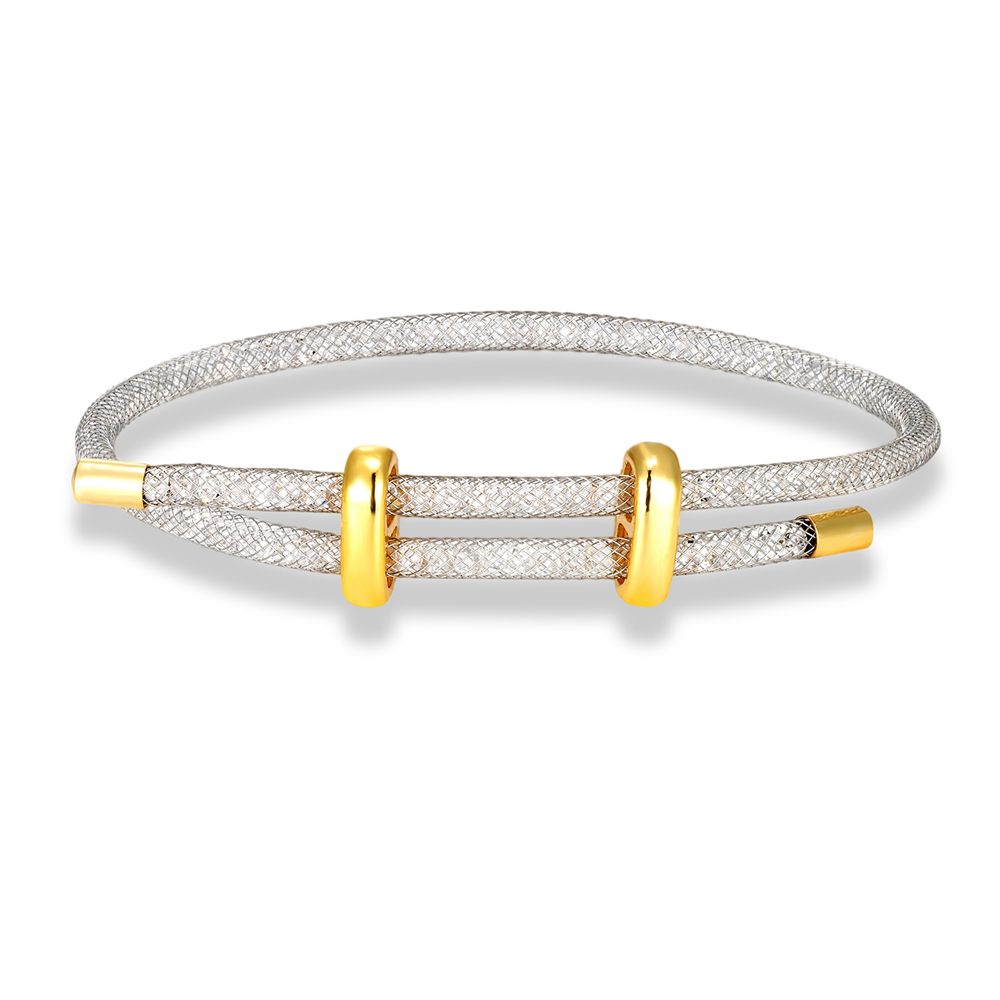 Mode Mesh Armband Mannen Vrouwen Charm Minimalistische Crystal Bangle Rvs Verstelbare Sieraden Creatieve Paar: Black Gun Plated