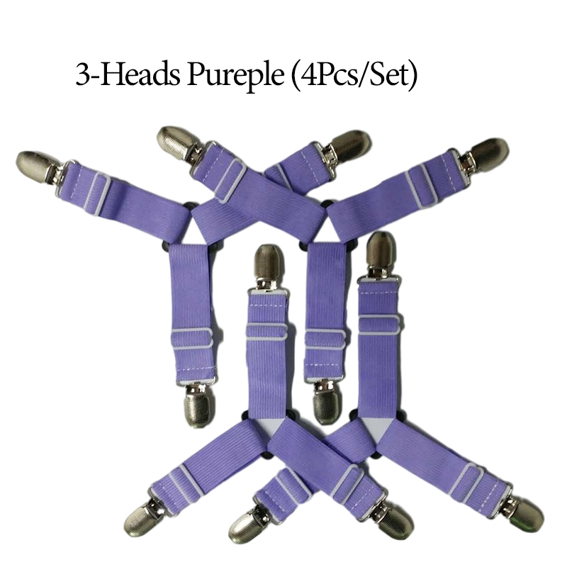 12 grampos de folha de cama elástica prendedor de cinto cinta antiderrapante colchão clip fixadores capa cobertores prendedores organizar gadget: 3 Heads-Purple