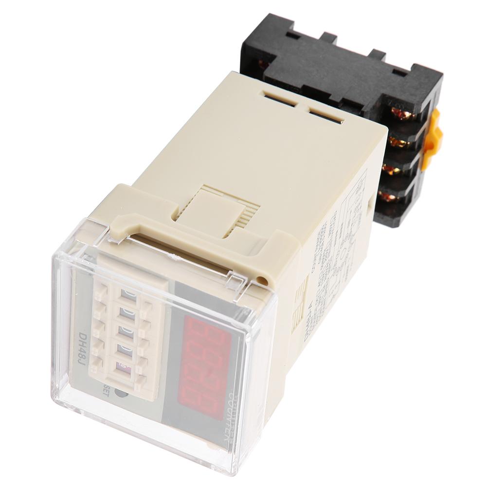 DH48J-11A 11-Pin Digital Counter Relay LED Display Counting Relay 1-999900 220VAC Counters