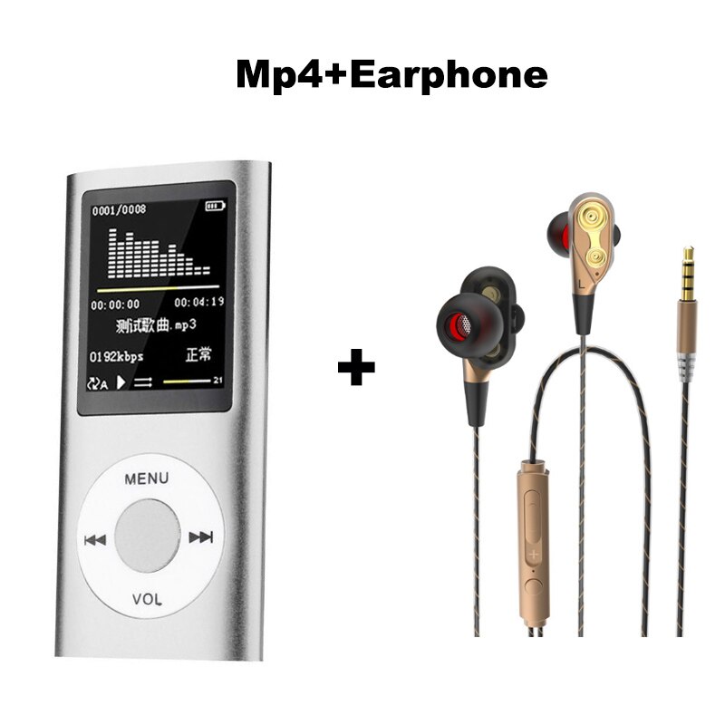 MP4 Player Digital Led Video 1.8" LCD MP4 Music Video Media Player FM Radio Music Home Photo Sport Tool reproductor de musica: silver MP4 earphone