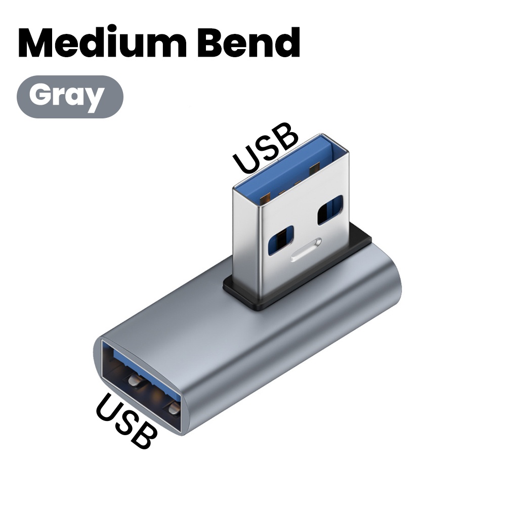 Adaptador de extensión de ángulo recto USB 3,2 macho a hembra de 90 grados, adaptador de codo hacia arriba USB de 10Gbps para conversión de conector de PC portátil: Azul