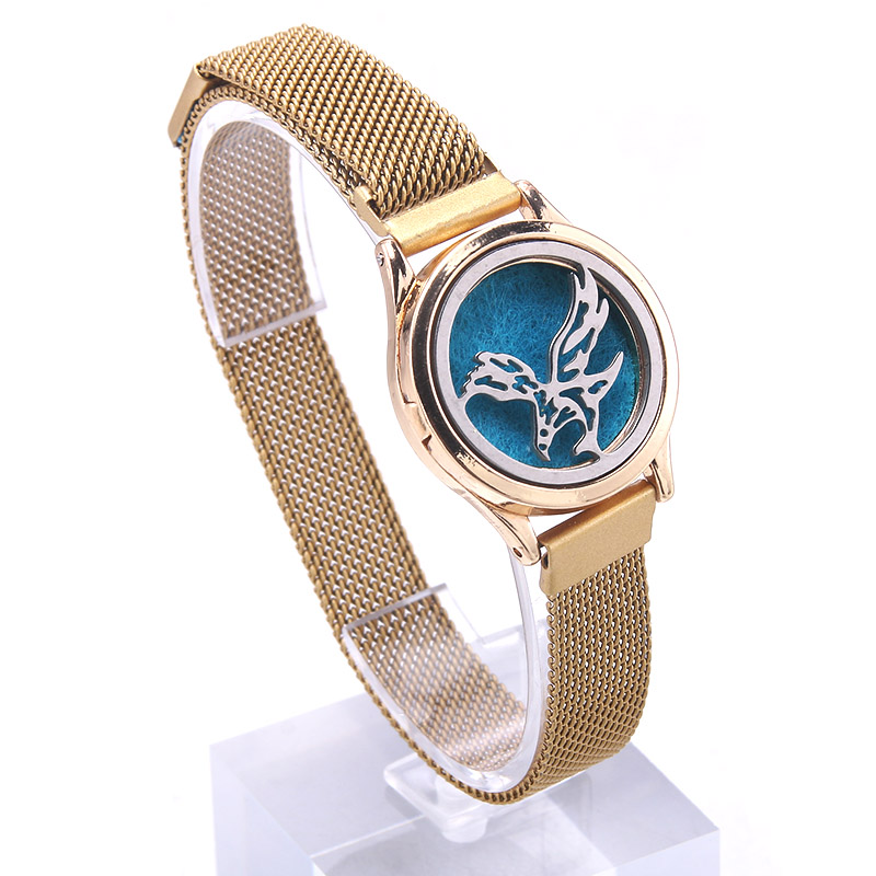 Aromatherapie Armband Rvs Medaillon Armband Horloge Polsbandje Essentiële Olie Aroma Parfum Medaillon Diffuser Armband: B2767-2