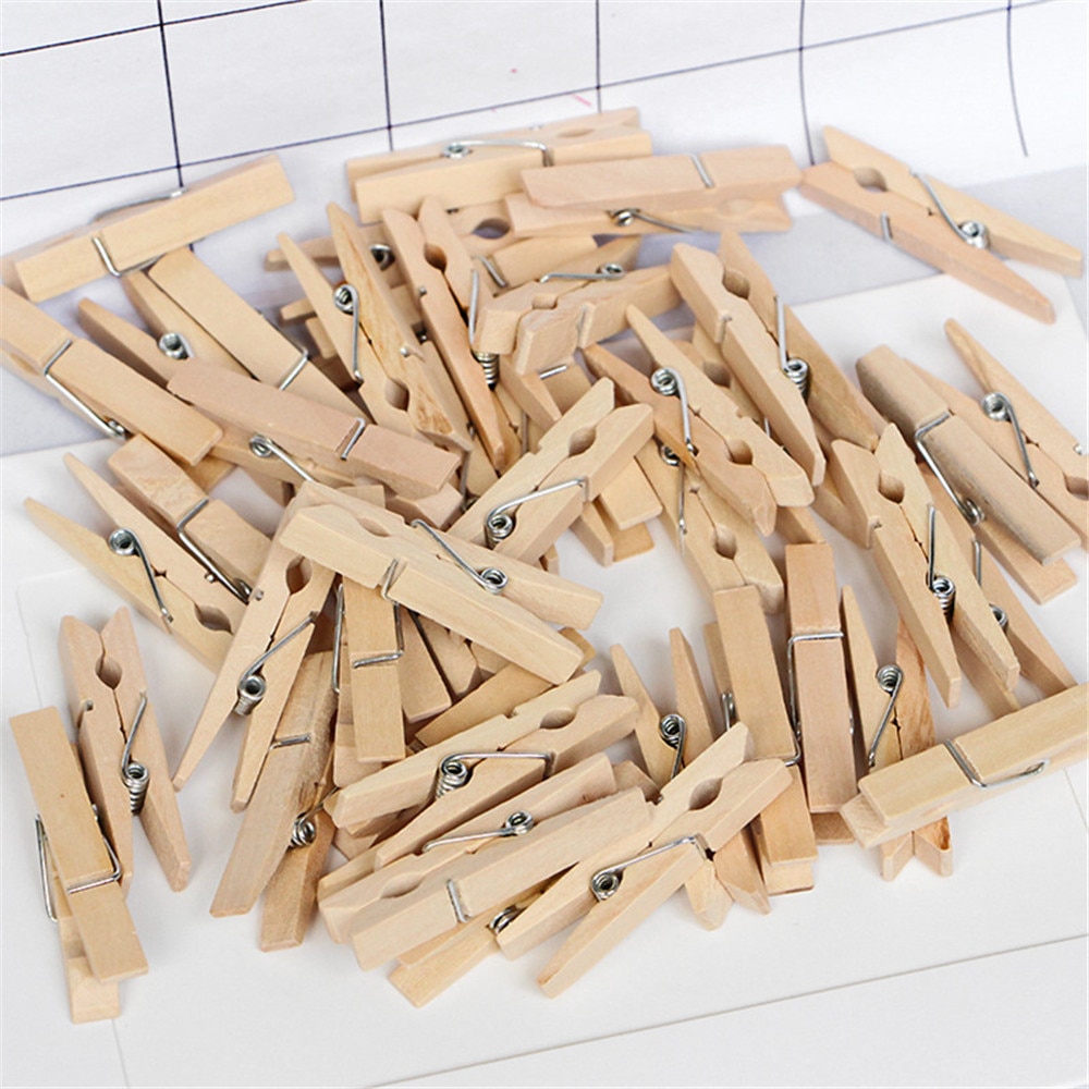 50Pcs Wooden Clothes Pegs Wood Washing Pins Line Hooks Holder Clips Photo Clips Laundry Pins For Hanging Clothing Storage Clips