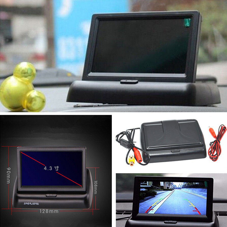 Hd Vouwen 4.3-Inch Tft Kleuren Lcd-scherm Monitor Voor Auto Achteruitkijk Backup Reverse Camera Dvd Vcr 12V 5