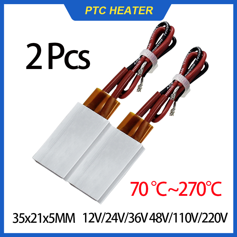 2 Stuks PTC Constante Temperatuur Kachel Vel 12V ~ 220V PTC Keramische Verwarming Plaat Aluminium Shell Elektrische kachel Accessoires 35*21