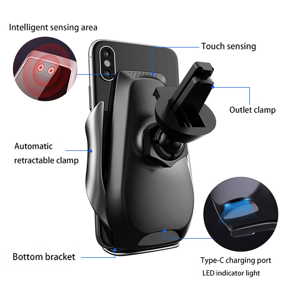 Wireless Car Charger Mount Automatische Spannen Qi 15W Snel Opladen Telefoon Holder Air Vent Voor Iphone 12 11 Xs X 8 Samsung S21 S20