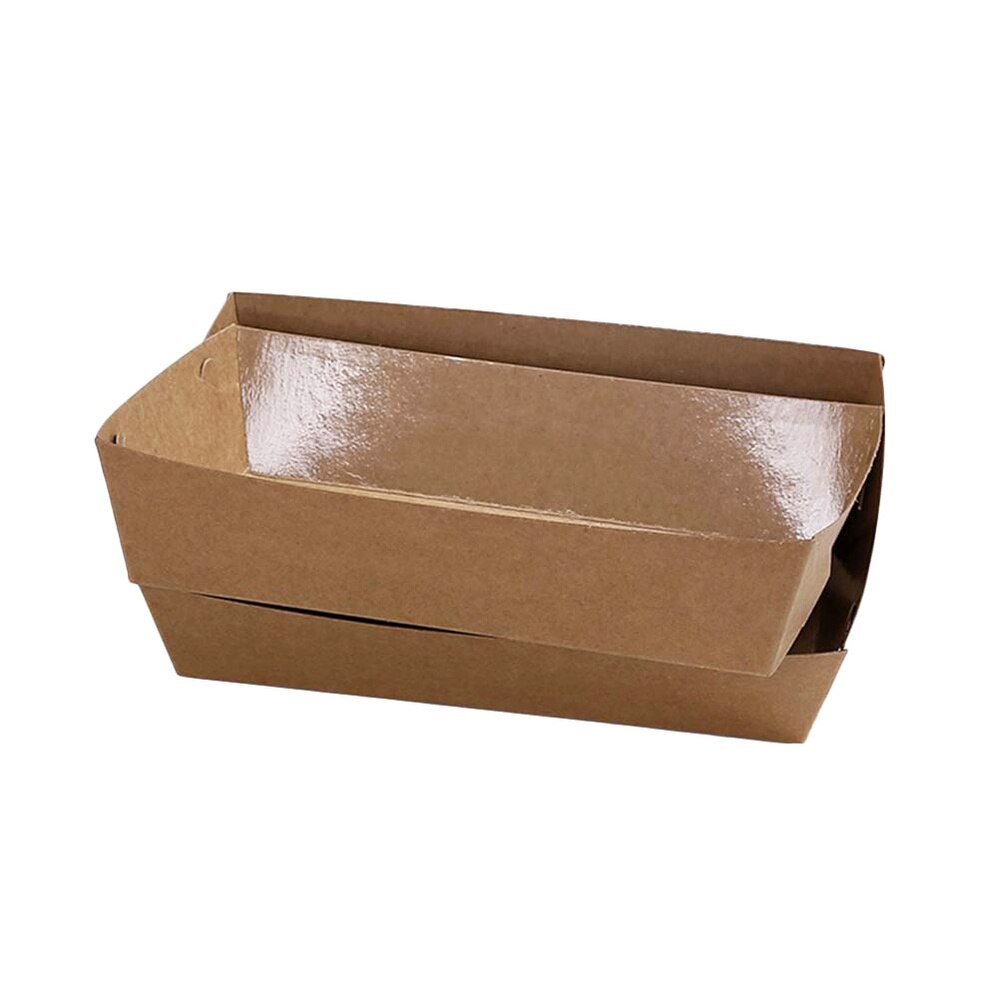 30pcs Disposable Paper Food Serving Tray Kraft Paper Coating Boat Shape Snack Box French Fries Chicken Box (Bottom 16x11x4cm)