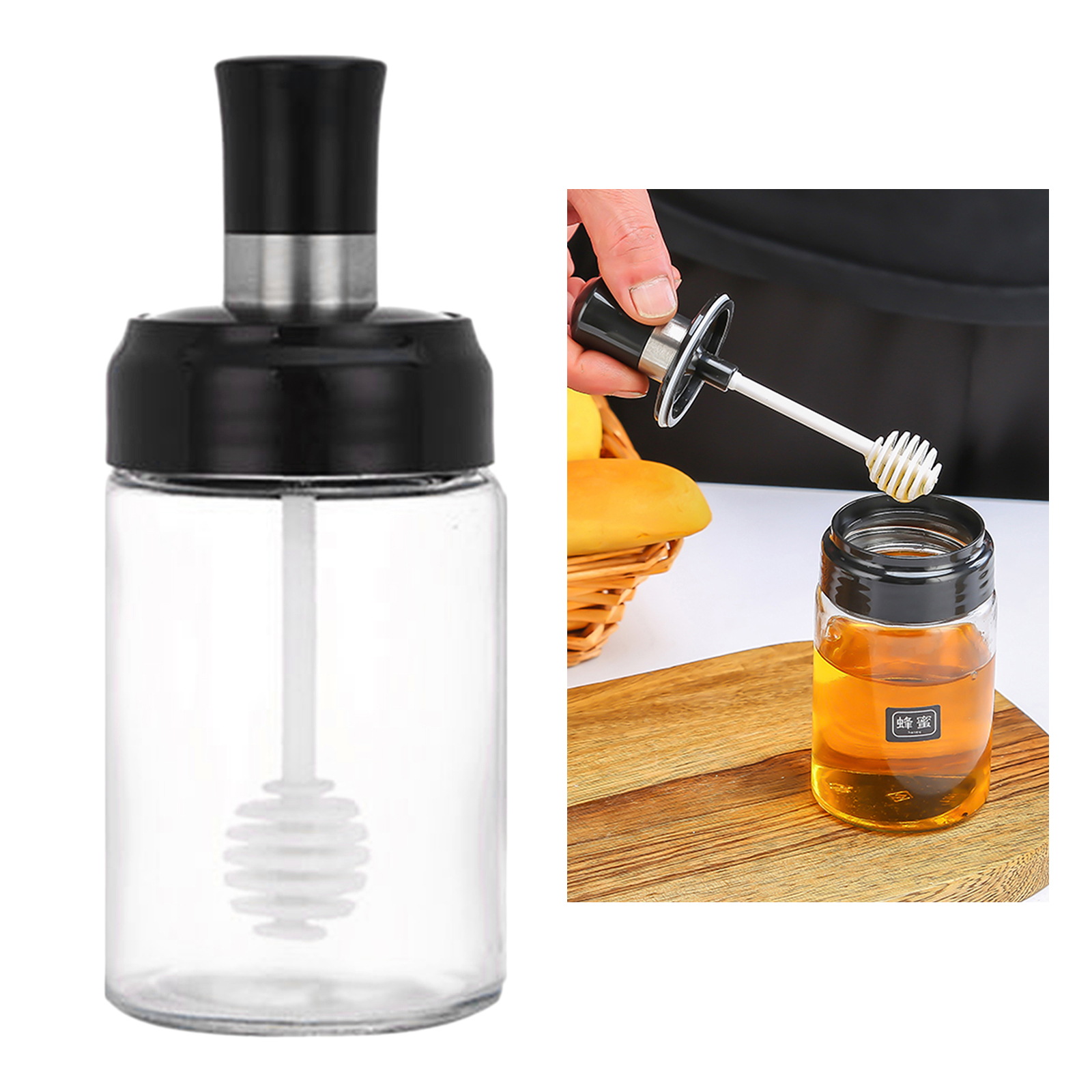 Reusable Seasoning Spice Jar Storage Container Rack Kitchen Tools Salt Spice Tools Home Restaurant Use: With Honey Stick