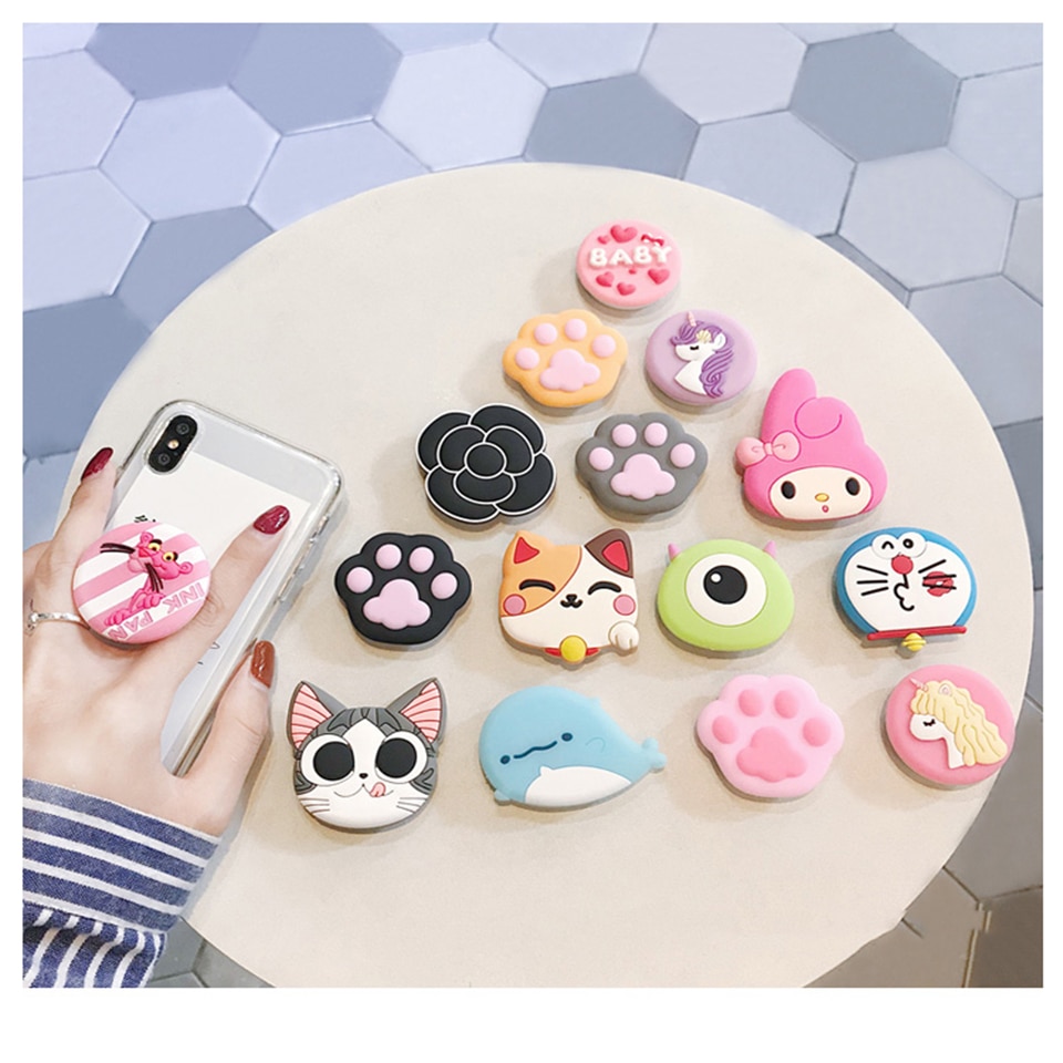 Universal phone Stand bracket Expanding Stand stretch grip phone Holder Finger Cute cartoon stand for iphone 7 8 plus XS