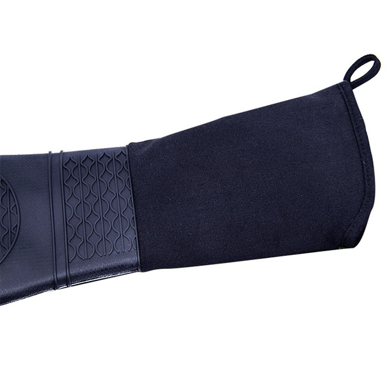 Extra Long Silicone Oven Mitts Heavy Duty Commercial Grade Oven Mitts Heat Resistant Bbq Gloves with Quilted Cotton Lining 2 Pac