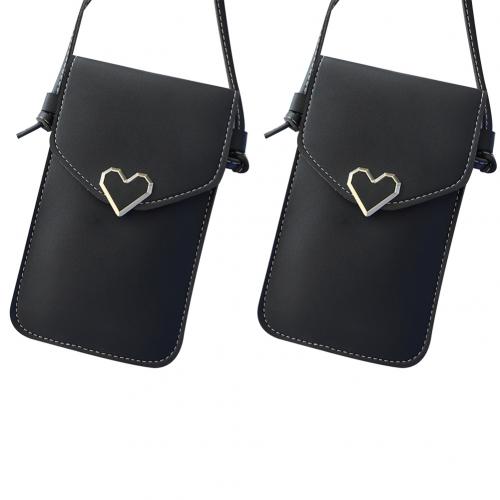 2Pcs TouchScreen CellPhone Purse Smartphone Wallet Leather Shoulder Strap Handbag Women Bag for Iphone X Samsung S10 Huawei P20: Black