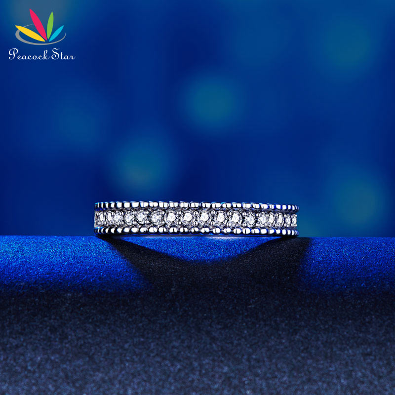 Peacock Star Solid 925 Sterling Silver 2-Pcs Wedding Engagement Ring Set 1 Ct Created Diamante Jewelry CFR8276