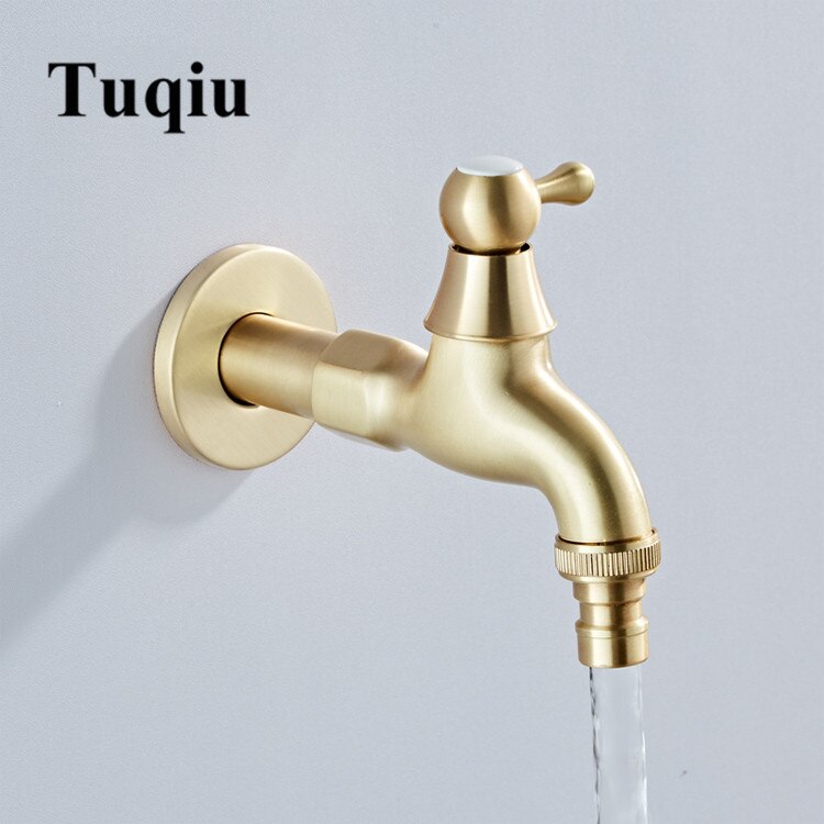 Washing Machine Faucet Mop Brushed Gold Bathroom Faucet Brass Material Tap Outdoor Garden Tap Decorative Kitchen Tap WC Bibcock