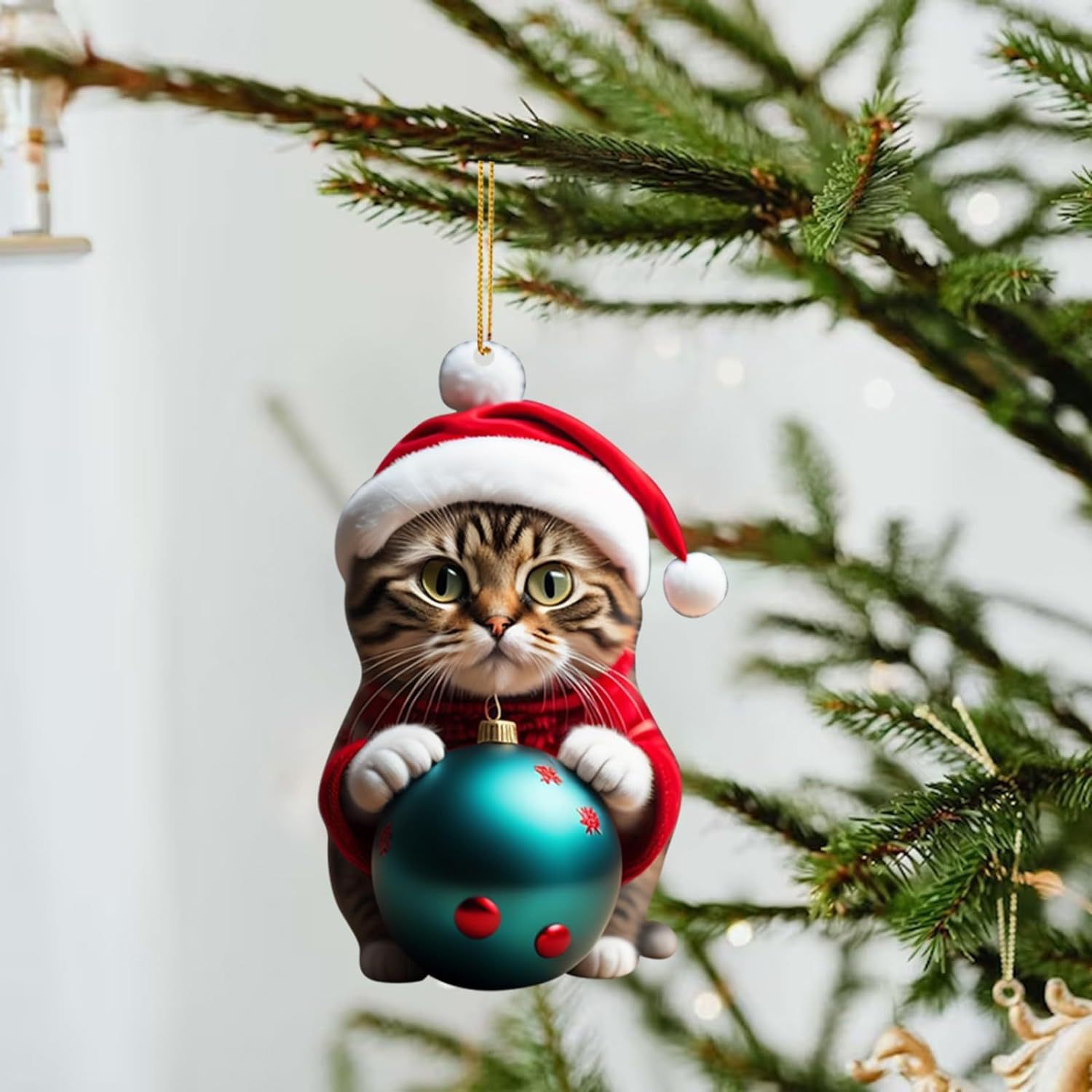 Christmas Modern Home Decoration,Car Pendant Hanging Ornament2d Acrylic Funny Cat Christmas Tree Ornament Cat Acrylic Ornament: plum