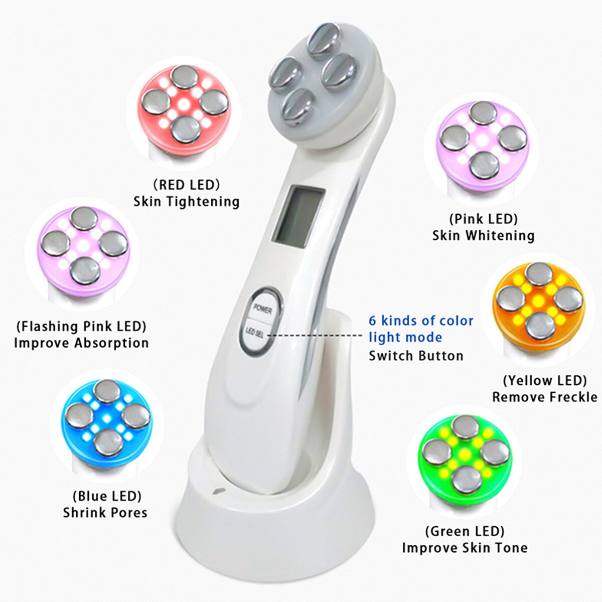 Electroporation Radio Frequency Facial LED Photon Skin Rejuvenation Face Lift Tighten Beauty Machine Face Skin EMS Mesotherapy