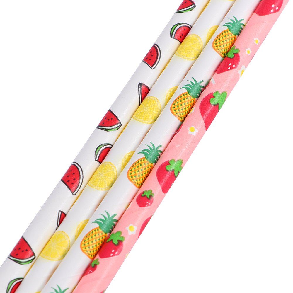 25 Stks/pak Wegwerp Fruit Patroon Paper Rietjes Voor Verjaardag Bruiloft Decoratieve Feestartikelen Wegwerp Rietjes: Mixed