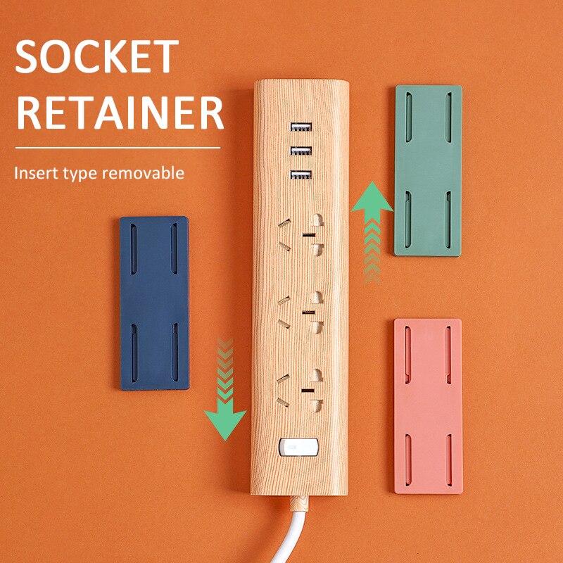 Punchfree-Soporte adhesivo para enchufe, fijador de pared, tira de alimentación, enchufes de almacenamiento, estante, gancho extraíble
