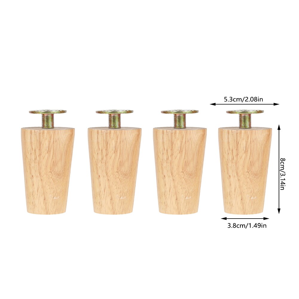4pcs Furniture Feet Height 8/15/20CM Solid Wood Furniture Leg Inclined Cone Bed Cabinet Table Sofa Legs Chair Replacement Feet: Style2 X 8cm