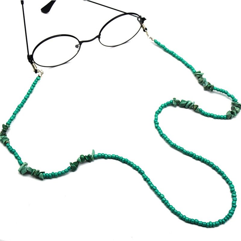 Green Turquoise Glasses Chain Women Beaded Hanging Non-slip Reading Eyeglasses Chain Holders Lanyard Eyewear Straps