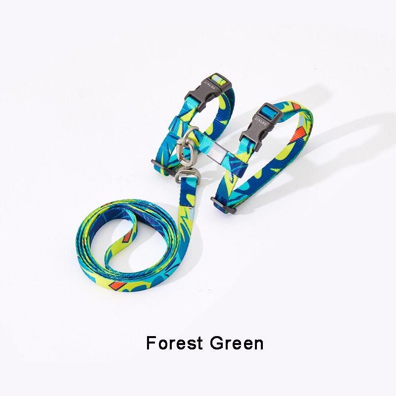 PETKIT-Correa de pecho con forma de I para gato, arnés ajustable, material de nailon de , correas de plomo para caminar: Forest green