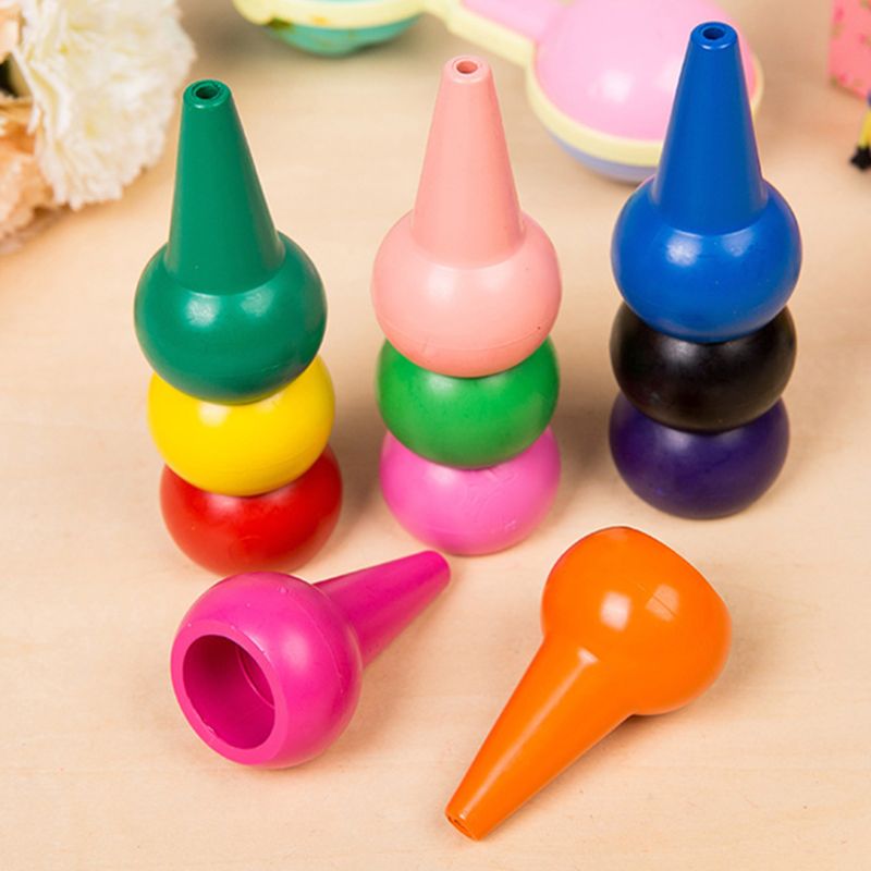 Crayones de dedo 3D de 12 colores, pintura lavable no tóxica, cera de dibujo para niños pequeños,