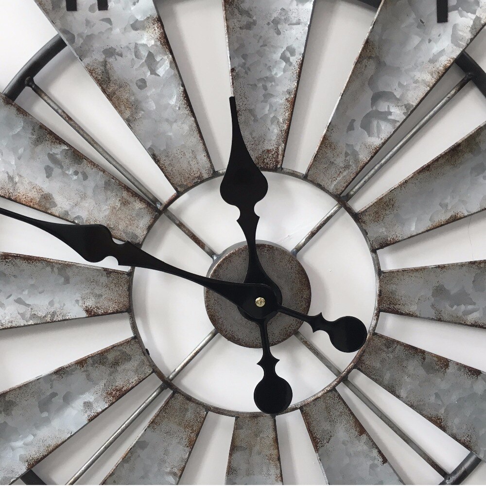 Reloj de pared decorativo de molino de hierro Industrial europeo grande 23 "/30"