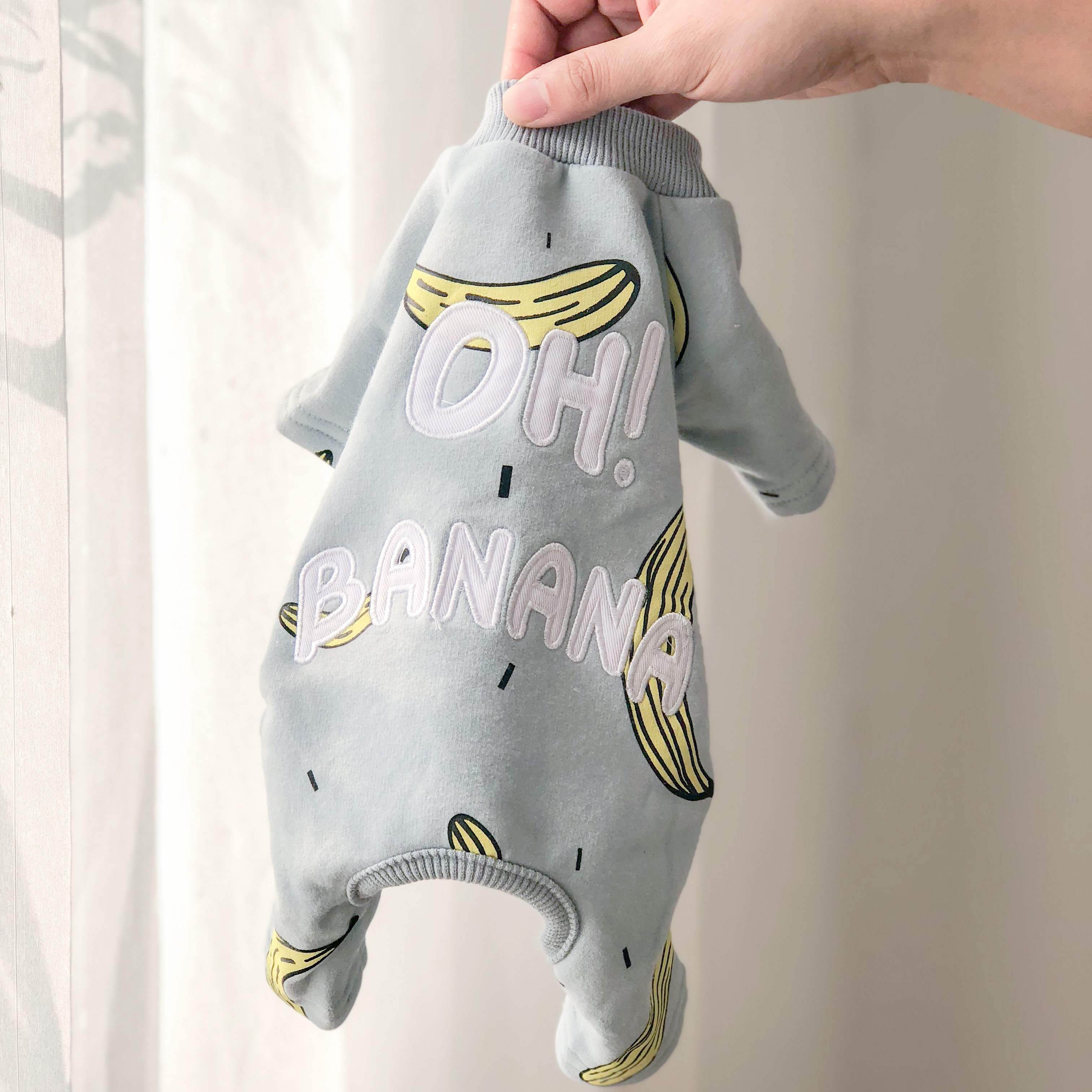 Tuta alla moda per cani pigiama per cani con stampa a Banana per cani di piccola taglia media bulldog francese Schnauzer vestiti costume per cani Kawaii: leggero blu / XXL