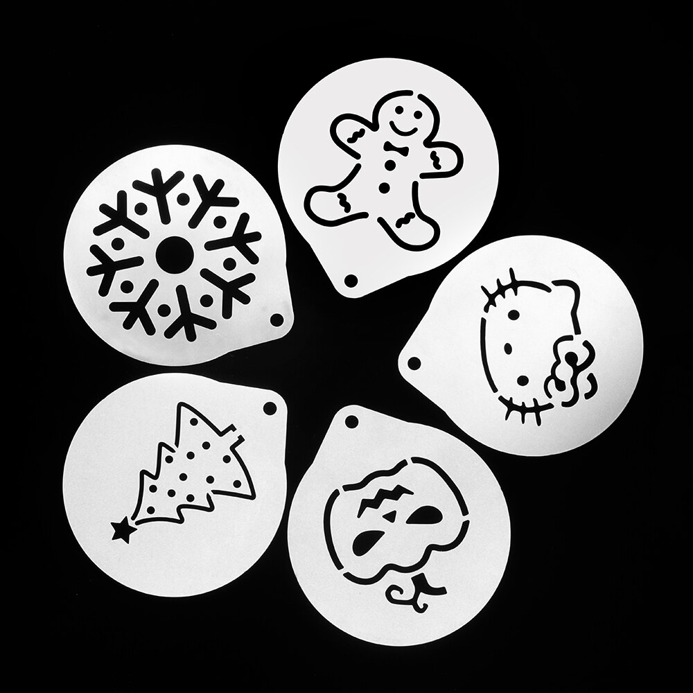 Fancy kaffe tryk model skum spray kage stencils kaffe sigte kaffe tegning cappuccino form pulveriseret sukker si værktøjer