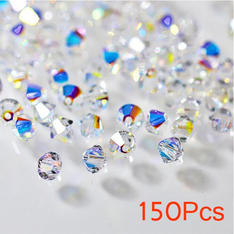 150 stücke Verschiedene Größe Klar Kristall Doppelkegel Abstandshalter verlieren Perlen Für Schmuck Machen DIY Perlen Zubehör 3MM 4MM 5MM 6MM 8MM: 3mm 150Stck