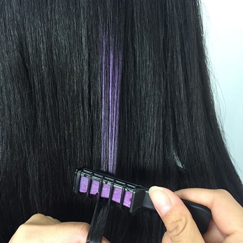 Peine de tiza para el cabello, 6 uds., Mini peine para tinte de pelo no tóxico lavable, para niños, adolescentes, , Cosplay DIY
