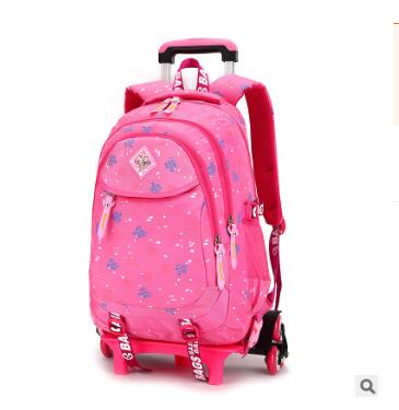 ZIRANYU Rollende rugzak Reizen bagage Trolley schooltas Op wielen meisje Trolley School rugzak tas op wieltjes voor meisje: 6 wheels pink