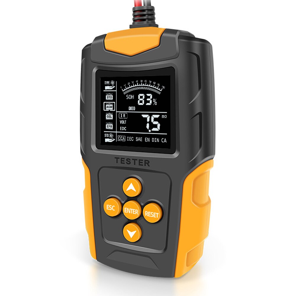 12V/24V Car Battery Tester Digital Battery Analyzer Car Charge Diagnostic SOH SOC CCA IR Measurement for Car Truck Motorcycle