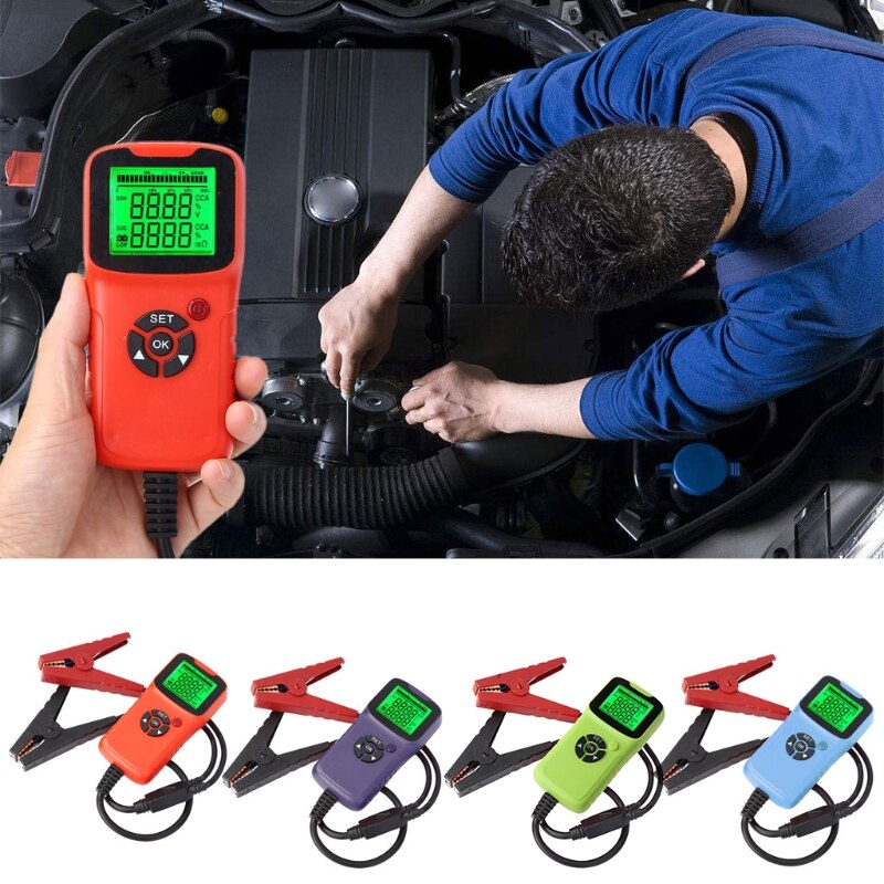 Probador de batería de coche Digital de 12V, Analizador de prueba de batería LCD de coche, Analizador de prueba de voltaje Analizador de sistema de coche ohm CCA, herramientas de diagnóstico de prueba