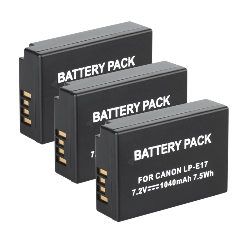 LP-Batería de LP-E17 E17 LPE17 para cámara, 1040mAh, para Canon EOS 200D, M3, M6, 750D, 760D, T6i, T6s, 800D, 8000D, Kiss, X8i: 3Battery
