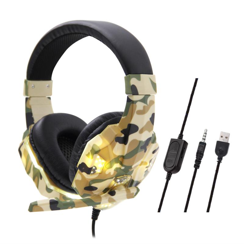 For PC PS4 PS3 Xbox Wireless Camouflage Gaming Headset Gamer Stereo Head-mounted Headphone Computer Earphones