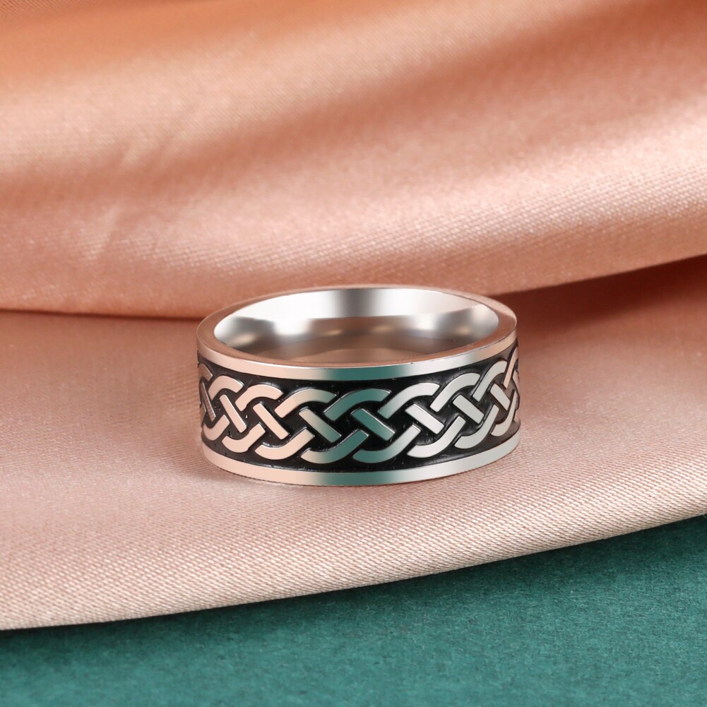 Skyrim Vintage Ierse Celtics Knoop Ring voor Mannen Vrouwen Rvs Paar Cool Vinger Ringen Partij Sieraden 2025: 8 / Zilver