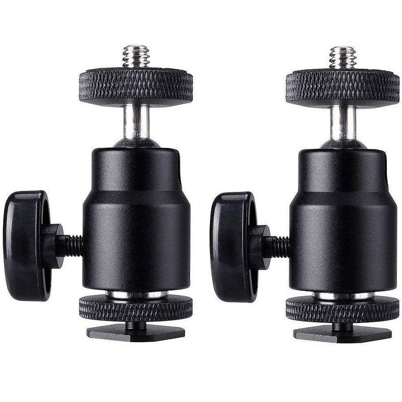 Tripod Head Camera Ball Head Shoe Mount 1/4" Ring Light Adapter for Cameras Camcorders Smartphone Video Light Microphone: 2pcs ballhead A kit