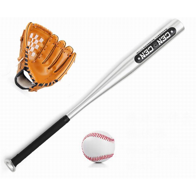 1 Set 3 stücke: 1pc Legierung Aluminium Baseball Bat 25 "63cm Lange, 1pc 10.5" Größe für Kinder PVC Handschuh und 1pc 9 "Standard Baseball 1 Tasche