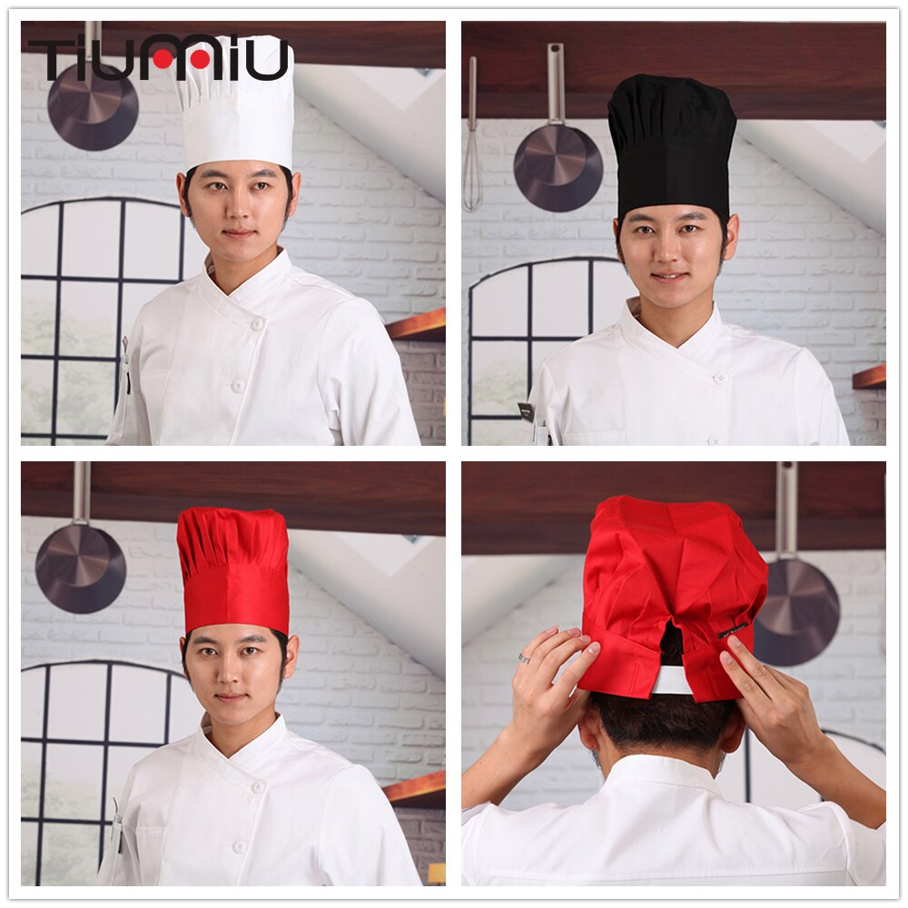 5 couleurs de serveur solide élastique haute chapeaux adultes Restaurant hôtel boulangerie cantine Chef vêtements de travail longue casquette