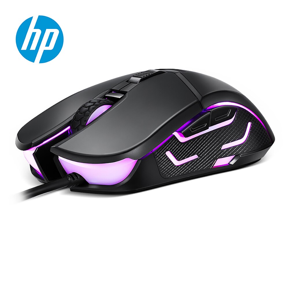 HP G260 RGB LED Light Wired Gaming Mouse Macro Ergonomic 5500 DPI Mouse for PC Computer Laptop Silent Mause Mice: Black silent