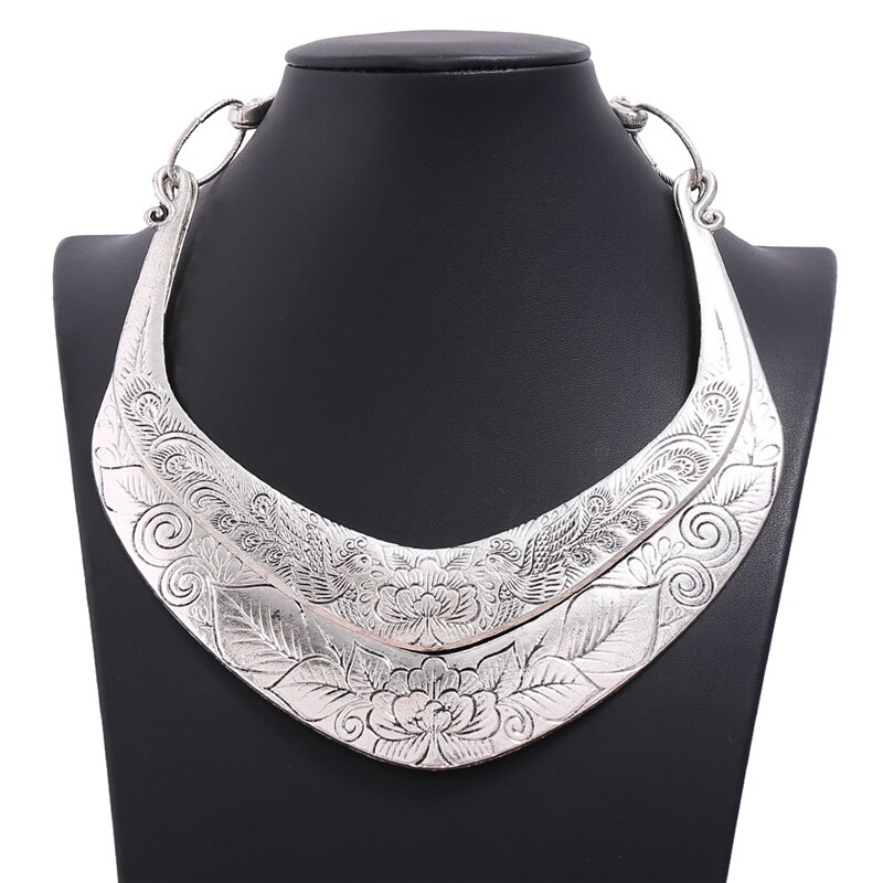 LZHLQ Chunky Punk Style Necklace Women Collar Necklace Girls Jewelry: Silver