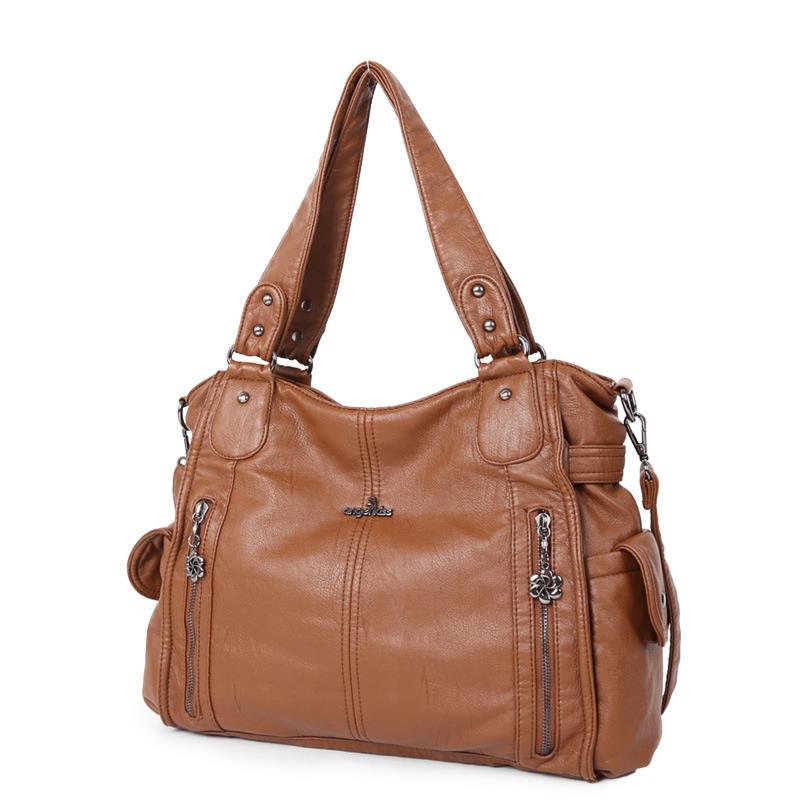 Bolso de hombro de lujo suave de múltiples bolsillos para mujer , bolsos de compras de piel sintética de , bolsos de invierno de para mujer