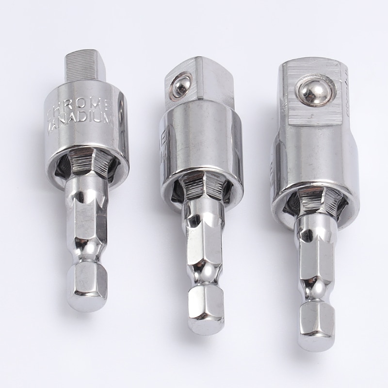 Electric Drill Socket Adapter For Impact Driver With Hex Shank To Square Socket Drill Bits Rotatable Extension 1/2" 3/8" 1/4"