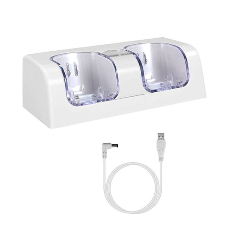 Charging Station Dual Charger Dock for Wii Remote Controller Gaming Handle Controller with LED Indicator USB Charging Cord
