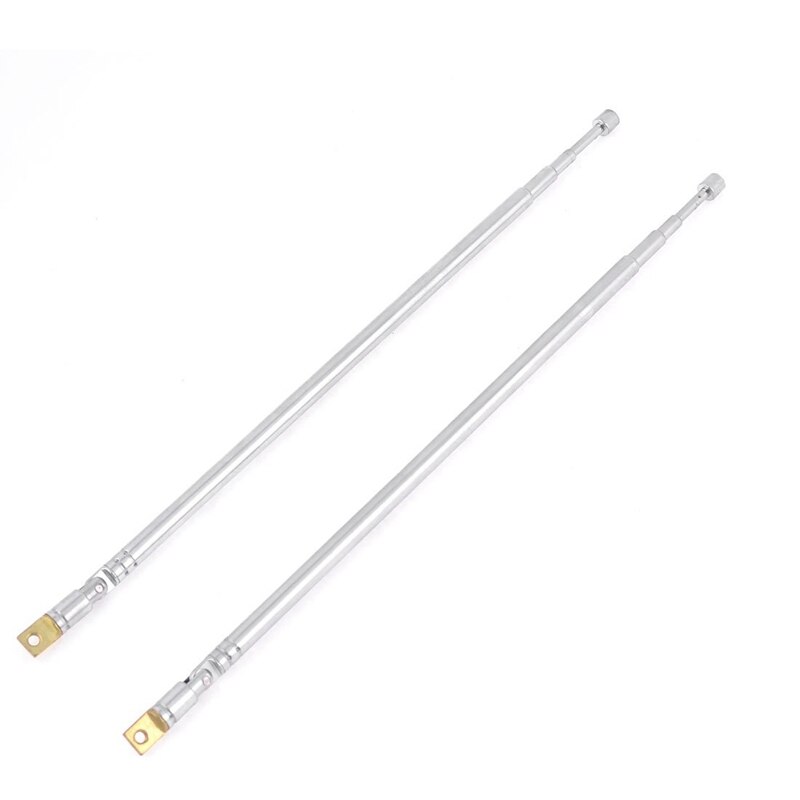 Pair 62.5cm 24.6&quot; 4 Section Telescopic Stainless Steel AM FM Radio Universal Antenna